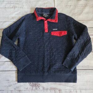 Patagonia Organic Cotton Quilted Snap-T Pullover Blue Red Mens Small